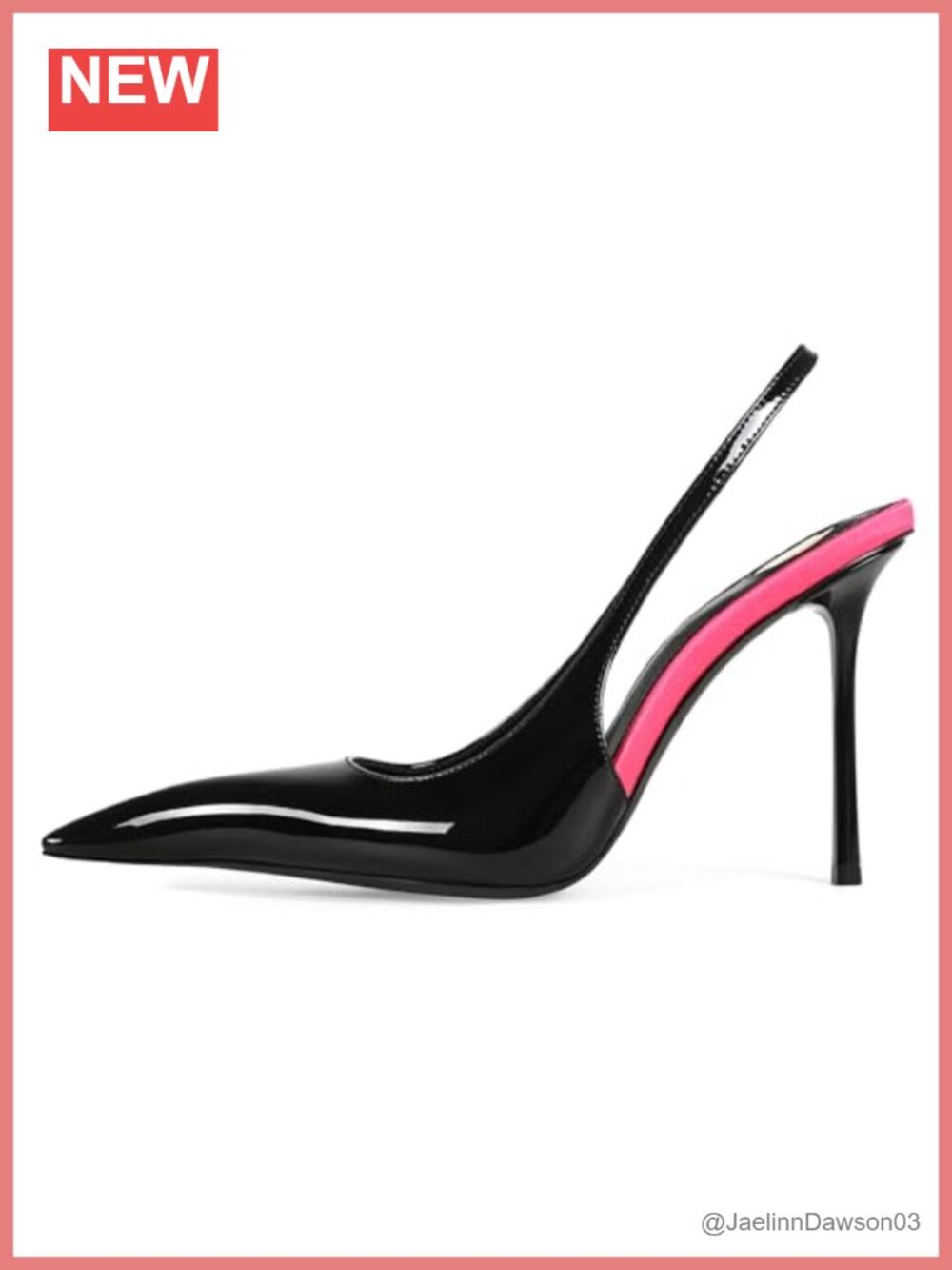Faux Leather Slingback Heels Pointed Toe Stiletto Pumps Women Elastic Backless